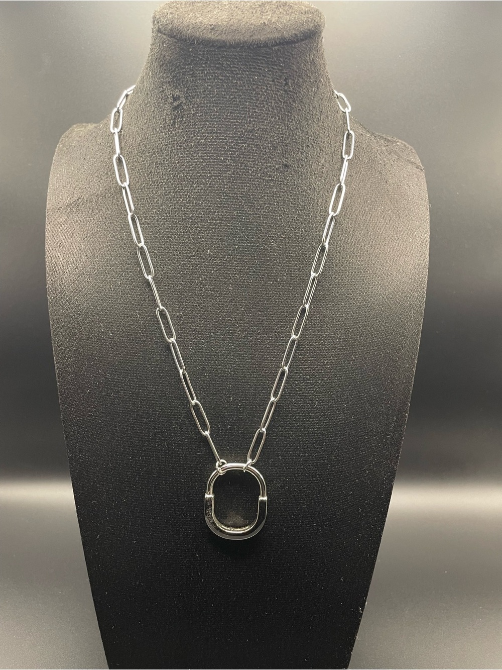 Oval Link Pendant Chain Necklace - Silver- Gold Plated